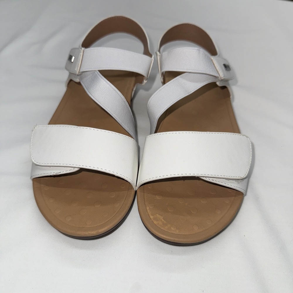 MySoft Women's Low Heel Adjustable Straps White Size 71/2